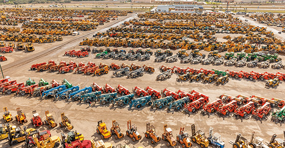 A yard with equipment ready to be sold